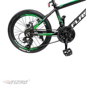 دوچرخه بچه گانه سایز 20 مشکی سبز فلش مدل SKYD17